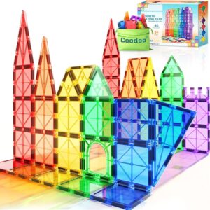 Magnetic Tiles Kids Toys STEM Magnet Toys for Toddler Magnetic Blocks Building Toys Preschool Learning Sensory Montessori Toys for 3+ Year Old Boys and Girls, Safe Creativity Toddler Kids Toys 40PCS