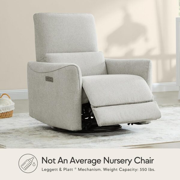 CHITA Power Recliner Chair Swivel Glider, FSC Certified Fabric Living Room Nursery Reclining Sofa Chair with Lumbar Support, Dove Grey - Image 6