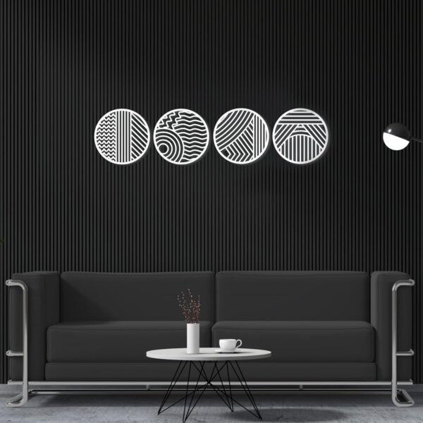 METALPLEX 4 Piece Modern Circles Set Metal Wall Art - Durable And Rust-Free Indoor & Outdoor Aluminum Composite Wall Art- Beautiful Home Decor Wall Art For Living Room And Bedroom Decorations - Black 16" (Each Piece) - Image 5