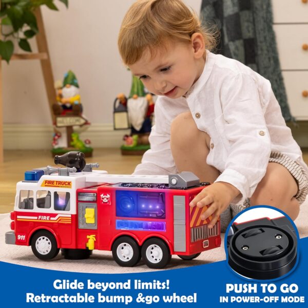 JOYIN LED Fire Truck Toy for Toddlers - LED Projections & Sirens, Bump and Go Fire Engine Trucks with Mode Switch & Volume Control, Boys&Girls Firetruck, Kids Birthday - Image 5