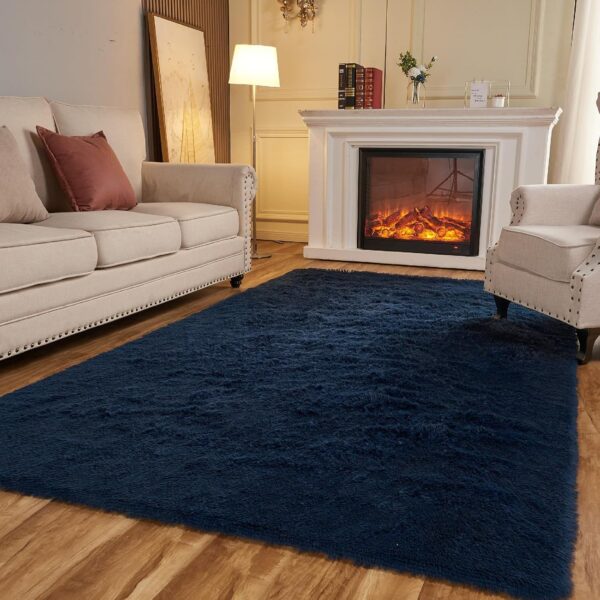Arbosofe Rugs for Living Room, Area Rug for Bedroom, 5 x 7 Clearance Navy Blue Nursery Room Rug, Large Throw for Playroom Room- Soft, Fluffy, Shaggy Carpets for Kids Room Girls