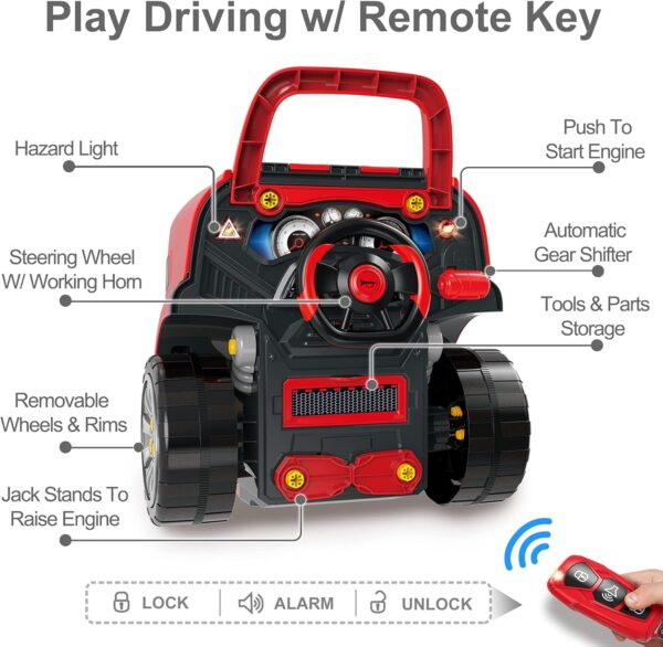 iPlay, iLearn Large Truck Engine Toy, Kids Mechanic Repair Set for 3-5 Yr Toddlers, Big Builder Kit, Take Apart Motor Vehicle Pretent Play Car Service Station, Gifts 4 6 7 8 Year Old Boy Child - Image 5