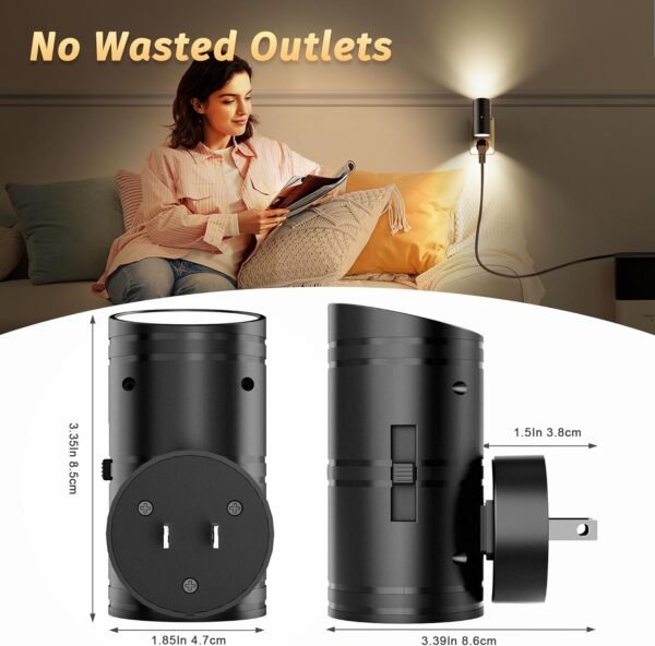 Night Light, Night Lights Plug into Wall with Dusk to Dawn Sensor, 0-100LM Adjustable Brightness, Warm White 3000K, Shine Up and Down Dimmable Night Light for Hallway Bedroom Bathroom 2 Pack - Image 6