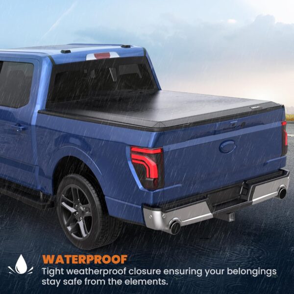 Tri 3-Fold 5.5 FT Soft Folding Truck Bed Tonneau Cover On Top Compatible with 2015-2024 Ford F150 F-150 Bed 3 Fold Styleside - Image 5