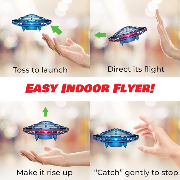 Force1 Scoot Hand Operated Drone for Kids or Adults - Hands Free Motion Sensor Mini Drones for Kids, Easy Indoor Small UFO Toy Flying Ball Drone Toy for Boys and Girls Kids Drones (Blue) - Image 5
