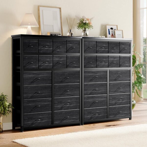 Tall Dresser for Bedroom, Black Dressers & Chests of Drawers with 16 Drawers, Large Fabric Dresser for Storage and Organization - Image 4