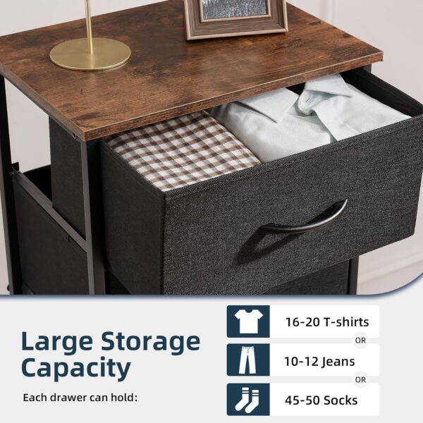 Somdot Tall Dresser for Bedroom with 4 Drawers, Storage Chest of Drawers with Removable Fabric Bins for Closet Bedside Nursery Laundry Living Room Entryway Hallway, Black - Image 5