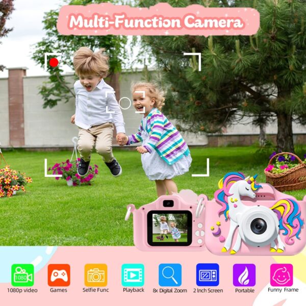 Kids Camera Toys for 3-12 Year Old Girls Boys,Children Digital Video Camcorder Camera, Upgrade Kids Selfie Camera, HD Kids Digital Video Cameras for Toddler with Cartoon Soft Silicone Cover - Image 5