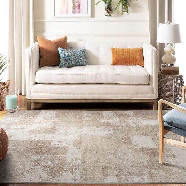 Area Rug Living Room Rugs 8x10 Washable: Indoor Soft Low Shaggy Fluffy Pile Carpet Abstract Decor Large for Bedroom Dining Room Under Kitchen Table Home Office - Beige/Ivory - Image 4