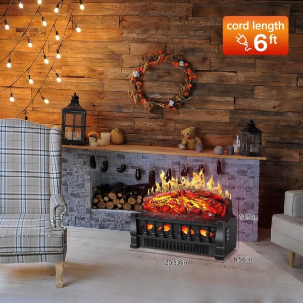R.W.FLAME Electric Fireplace Log Set Heater 21IN, Remote Control, Flame Brightness Adjustable,Realistic Ember Bed, Overheating Protection for Home and Office Decor, 750W/1500W - Image 5