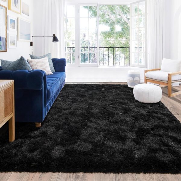 8x10 Area Rugs for Living Room, Ultra Soft Large Shag Black Living Room Rug Fluffy Rug Carpet for Bedroom, Plush Modern Floor Rug for Kids Boys Girls Room Fuzzy Rug for Home Decor Aesthetic - Image 2