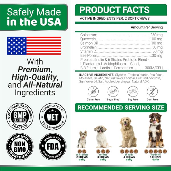 Dog Allergy Relief Chews - Dog Itching Skin Relief Treatment Pills - 170 Treats - Itchy and Paw Licking - Anti-Itch - Dry Skin & Hot Spots Omega 3 Fish Oil Skin & Coat Supplement - Beef Liver Flavor - Image 6