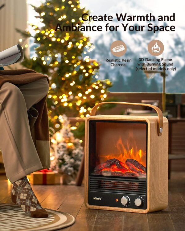 Portable Electric Fireplace Heaters for Indoor Use,1500W Space Heater Fireplace with Realistic Flame & Fire Crackling Sound, Safety Protection, Portable Fireplace Heater for Home - Image 3
