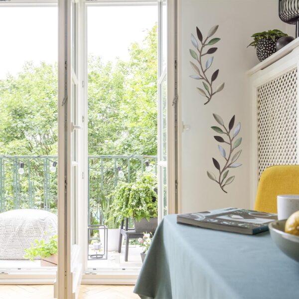 Zhengmy 2 Pieces Metal Tree Leaf Wall Decor Vine Olive Branch Leaf Wall Art Wrought Iron Scroll Above The Bed, Living Room, Outdoor Decoration (Colorful) - Image 5