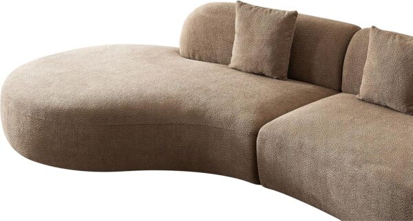 Curved Sofa,135" Memory Foam Filled Sectional Couch with 2 Pillows, Modern 6 Seater Couch with Chaise Longue,Easy to Assemble,Left Facing,Camel - Image 4