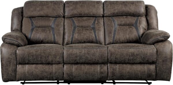 Homelegance Oliver 86" Microfiber Double Reclining Sofa (Manual), Dark Brown - Image 4