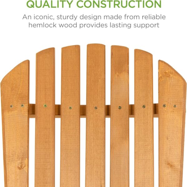 Best Choice Products Folding Adirondack Chair Outdoor Wooden Accent Furniture Fire Pit Lounge Chairs for Yard, Garden, Patio w/ 350lb Weight Capacity - Natural - Image 6