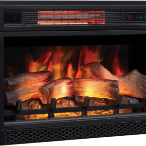 ClassicFlame 26" 3D Infrared Quartz Electric Fireplace Insert Plug and Safer Sensor, Black