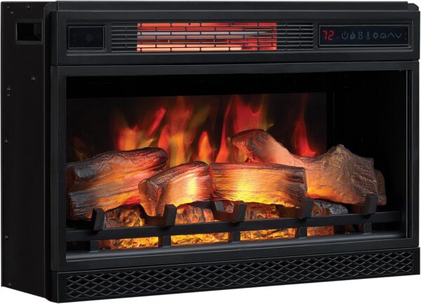 ClassicFlame 26" 3D Infrared Quartz Electric Fireplace Insert Plug and Safer Sensor, Black