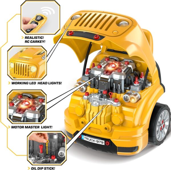 Toys for 3 4 5 6 7 8 years Old Boys, Large Truck Engine , Mechanic Repair Set for Kids, Big Truck Builder Kit, Take Apart Motor Vehicle Pretent Play Car Service Station Gifts - Image 3