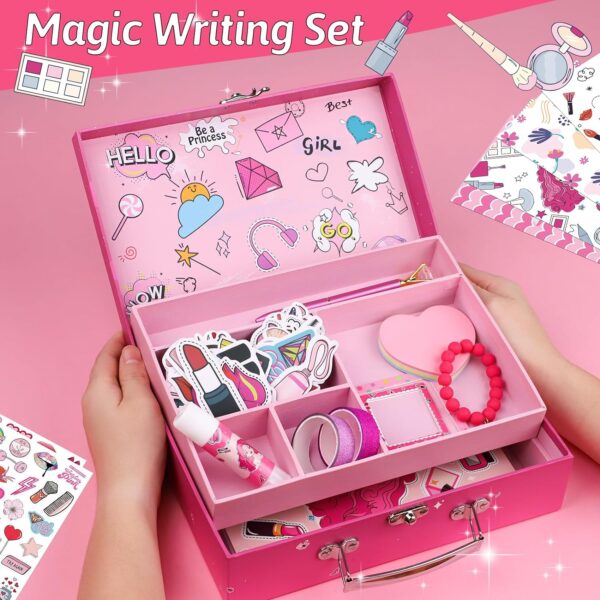 Learn2M DIY Journal Set for Girls Ages 6-12, Princess Stationery Set Toy, Birthday & Christmas Gifts Ideas, Arts and Crafts for Kids, Scrapbook & Diary Supplies Kit (30PCS) - Image 2