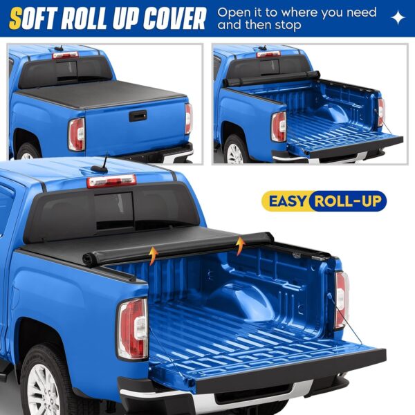 Soft Roll-up Truck Bed Tonneau Cover for Toyota Tacoma 2016-2023, Fleetside 5.0 ft 60 in Bed, Not fit Trail Special Edition with Storage Boxes - Image 3