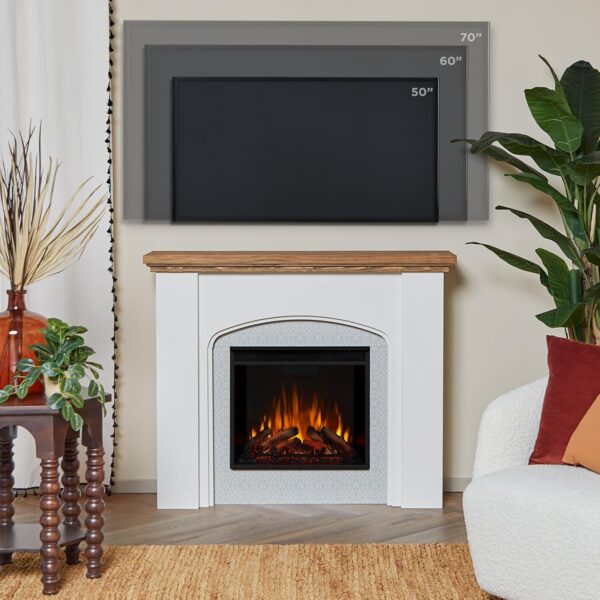 Real Flame Anika 49" Electric Fireplace with Mantel for Living Room or Bedroom, Replaceable Fireplace Insert Heater, Realistic Log and Flame Effect, Remote Control, Timer, White - Image 3