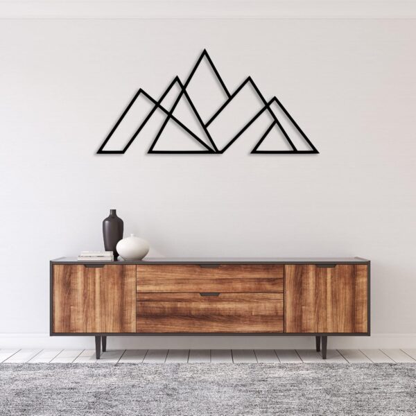 METALPLEX Geometric Mountains Metal Wall Art - Metal Wall Home Decor - Rust Free Aluminum Composite Wall Decoration Piece - Hanging Wall Art For Living Room, Bedroom (Silver, W 46" x H 20" (Large)) - Image 2