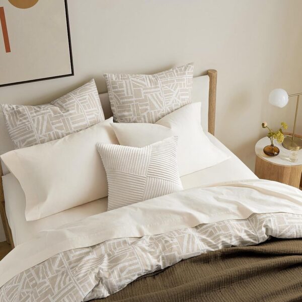 Topfinel Cream White Decorative Neutral Throw Pillow Covers 18x18 Inch for Couch Sofa Bed, Soft Corduroy Striped Patchwork Windmill Textured Square Cushion Covers Set of 2 Spring Boho Home Decor - Image 5