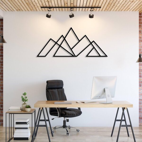 METALPLEX Geometric Mountains Metal Wall Art - Metal Wall Home Decor - Rust Free Aluminum Composite Wall Decoration Piece - Hanging Wall Art For Living Room, Bedroom (Silver, W 46" x H 20" (Large)) - Image 3