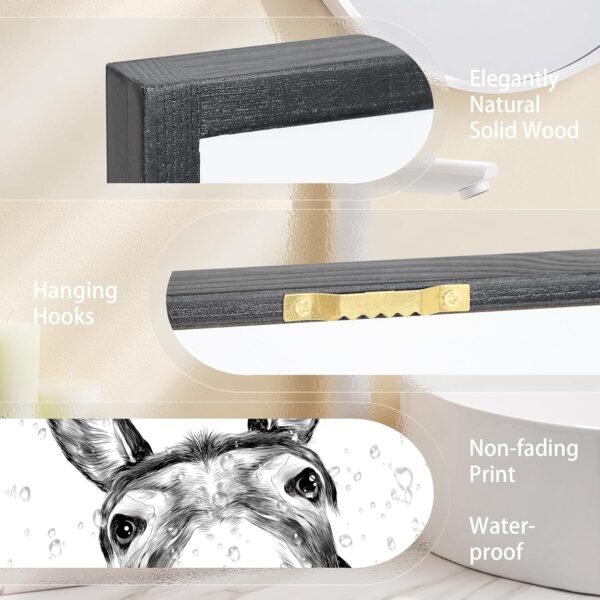 Heiple Framed Bathroom Art Bathroom Wall Decor Farmhouse Home Bathroom Decor Sets Vintage Funny Wall Art Bathroom Signs (11"x14" Black Framed, Donkey) - Image 4