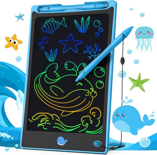 Hockvill LCD Writing Tablet for Kids 8.8 Inch, Toys for Girls Boys Drawing Pad for 3 4 5 6 7 8 Year Old Kid, Toddler Magnetic Doodle Board Travel Essentials Christmas Birthday Gift for Children (Blue)