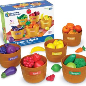 Learning Resources Farmer’s Market Color Sorting Set - 30 Pieces Age 18+ Months Toddler Learning Toys, Sorting Toys for Kids, Play Food,Easter Basket Stuffers​