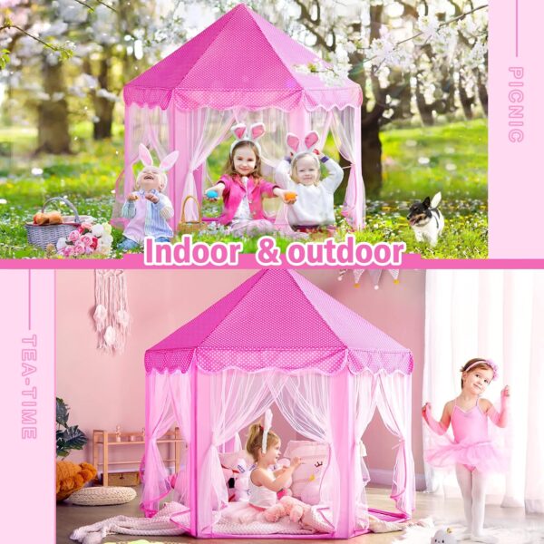 Monobeach Princess Tent Girls Large Playhouse Kids Castle Play Tent with Star Lights Toy for Children Indoor and Outdoor Games, 55'' x 53'' (DxH) - Image 5