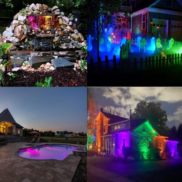 Landscape Lighting,10W Spotlight Outdoor Lights with US Plug and Remote Control,12V Dimmable Garden Lights,Waterproof Outdoor Yard Lights for Decoration (Light Color is Mixed, NOT Pure RGB) - Image 3