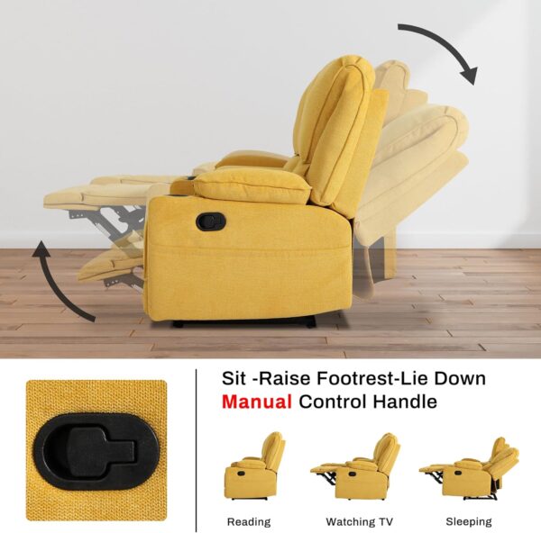 KIGOTY Reclining Sofa, 2 Seater Manual Recliner Sofa with Cup Holders, Manual Reclining Loveseat Home Theater Seating Sofa Couch Sets for Living Room,Lemon Yellow - Image 3