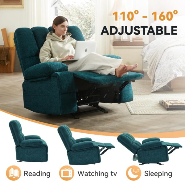 WILLOVE Oversized Rocker Recliner Chair Overstuffed Extra Wide Rocking Recliners Soft Big Man Manual Recliner Extra Large Living Room Chair Up to 350 LBS - Image 3