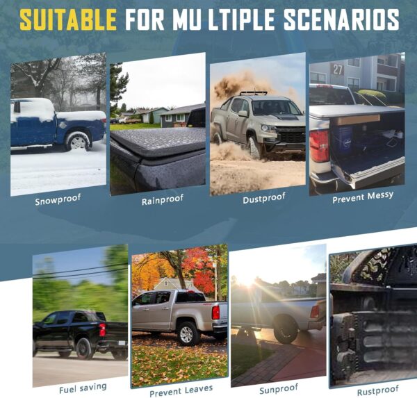 Perfit Liner 6 FT (73") Bed Soft Roll Up Tonneau Cover for 1982-2013 Ford Ranger Styleside/Fleetside Truck Cargo Topper (NOT for Flareside/Stepside) - Image 7