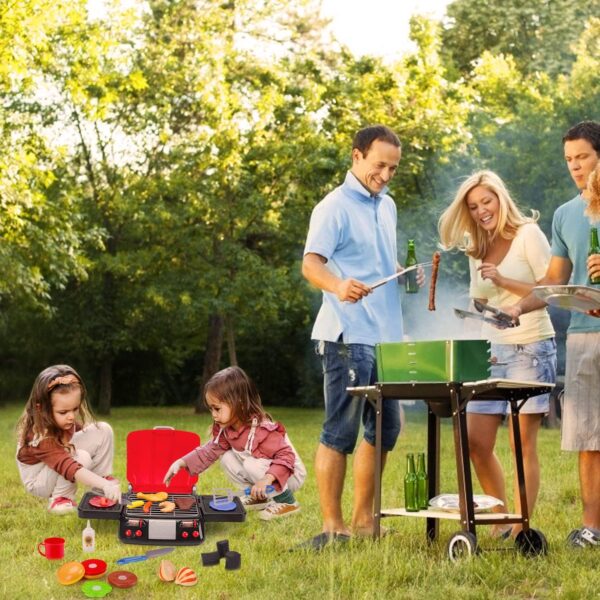 Kids Play Food Grill with Pretend Smoke Sound Light Kitchen Playset BBQ Accessories Camping Cooking Set Barbecue Toddler Girl Boy Toy 2 3 4 5 6 Year Old 4-8 Birthday Kid Outdoor Toy Gift Idea - Image 6