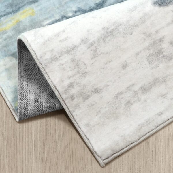 Modern Abstract Area Rug - 5x7 Area Rug Carpet, Non-Slip Non-Shedding Washable Rugs for Living Room and Bedroom, Smoke Navy & Yellow, 5' x 7' - Image 7