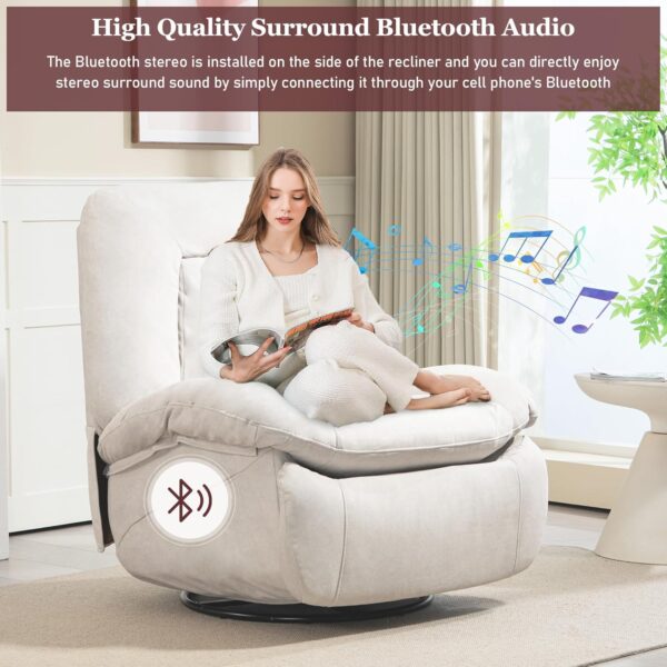 Power Recliner Chair, Swivel Massage Chair Recliner for Adults, Grey Rocker Lazy boy Recliner Chair, Modern Single Lounge Sofa with Side Pocket, USB Port for Living Room Bedroom - Image 3