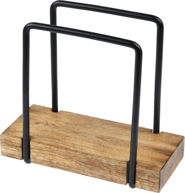 Tribello Modern Farmhouse Napkin Holder, Standing Vintage Napkin Holder for Tables, Steel And Wooden Base Kitchen & Dining Room Decor - Image 3