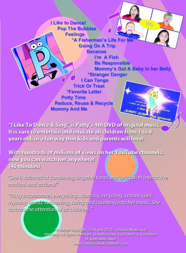 I Like to Dance and Sing with Miss Patty Kids Learning Songs for Toddlers DVD - Image 2