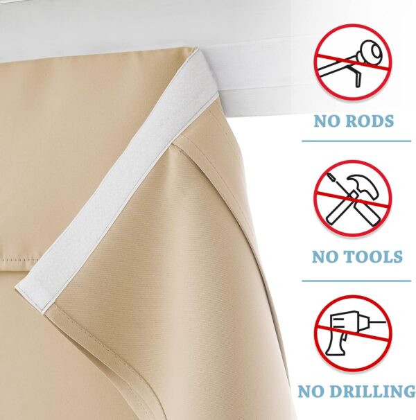 RYB HOME Door Curtains Blackout - Self Stick Tie Up Shades Tricia Window Blinds Light Block Insulating Sidelight, W 26 x L 69 inches, 1 Panel, Biscotti Beige - Image 3