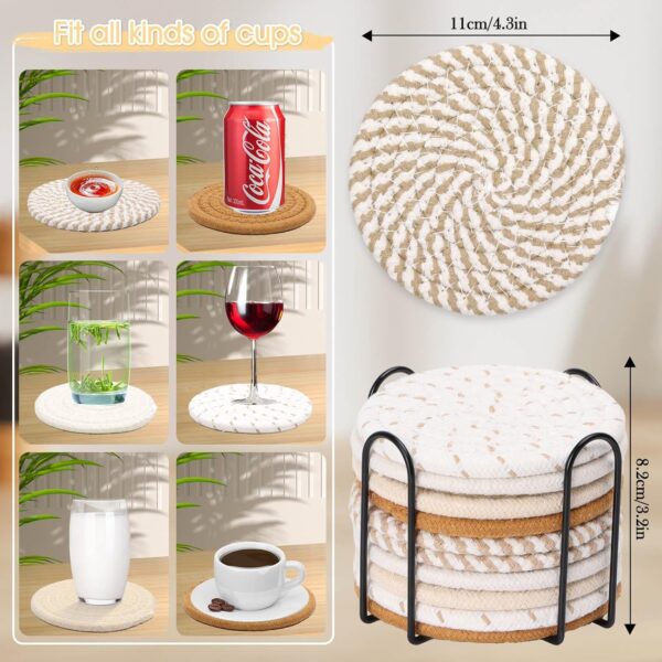 Billbotk 10 Pieces Boho Coasters for Drinks, Absorbent Drink Coasters Set for Home Decor, Fall Decorations for Home and Farmhouse, 4.3 Inches - Image 3