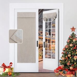 StangH Natural Linen 100% Blackout French Door Curtain, Portable Light Blocking Tricia Door Blinds Thermal Insulated Lightweight Tie Up Door Shade for Bedroom Front Door, W26 x L69, 1 Panel