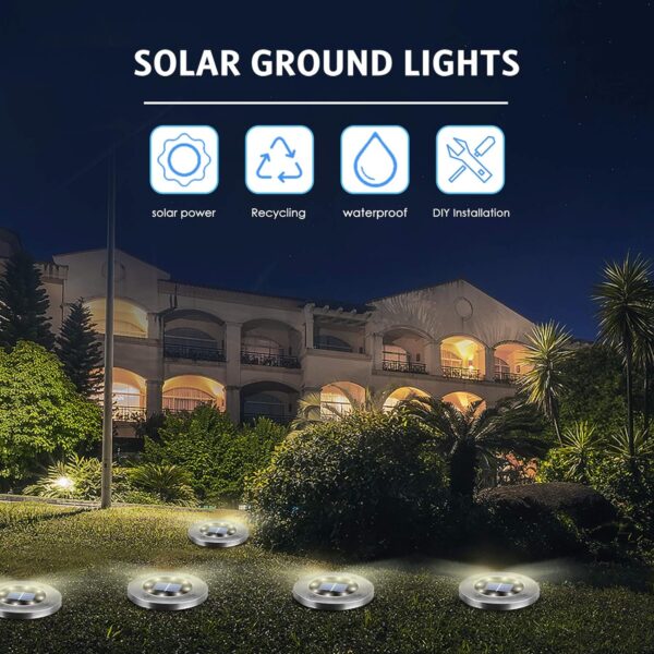 Solar Ground Lights 16Pack, Garden Solar Lights Outdoor Waterproof Solar Pathway Lights Bright In-Ground Lights Outdoor Lighting Decor for Lawn, Patio , Yard, Driveway, Step and Walkway Warm Light - Image 5