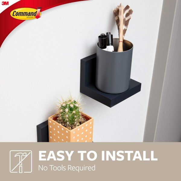 Command Display Ledges, Holds up to 2 lb, Slate, 2 Ledges with 8 Medium Command Strips, Damage Free Hanging Floating Shelf with Adhesive Strips, Personalize Living Room, Bedroom, Kids Room or Office - Image 5
