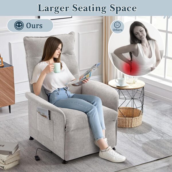 Recliner Chair for Adults, Comfy Electric Reclining Chair for Living Room, Adjustable Modern Power Recliners Chair, Home Theater Seating Single Lounge Sofa Recliner with Padded Seat Backrest - Image 5