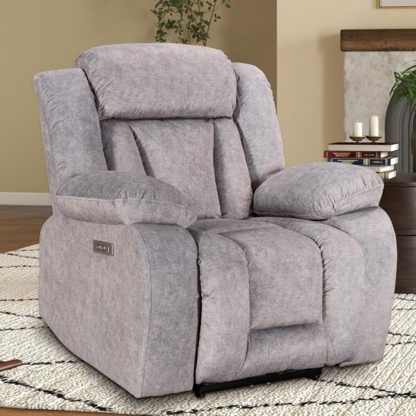 Power Recliner Chair, Ergonomic Reclining Chair with USB and Type-C Charging, Adjustable Electric Recliner Chair for Living Room, Bedroom, Office, Easy Assembly Power Recliner, Light Brown